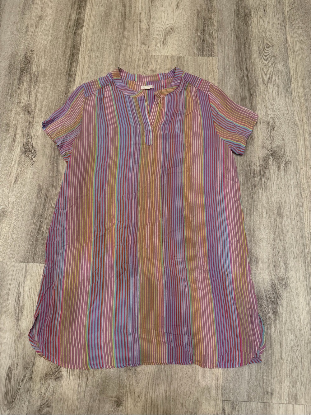Layla Multicolor Striped Shift Dress Medium 100% Rayon Boho